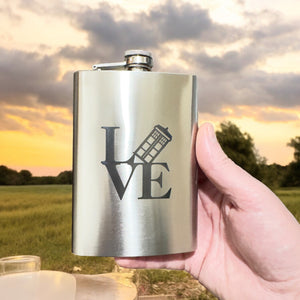 8oz Geek Love Collection - Police Call Box Stainless Steel Flask