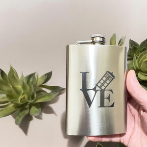 8oz Geek Love Collection - Police Call Box Stainless Steel Flask