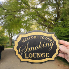 Load image into Gallery viewer, Cigar Lounge - Black Door Sign 7x9.5in