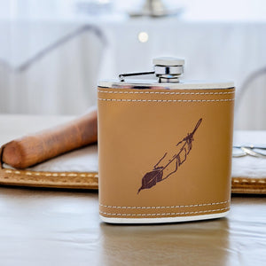 6oz Feather Leather Flask KLB