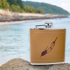 6oz Feather Leather Flask KLB