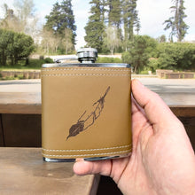 Load image into Gallery viewer, 6oz Feather Leather Flask KLB