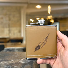 Load image into Gallery viewer, 6oz Feather Leather Flask KLB