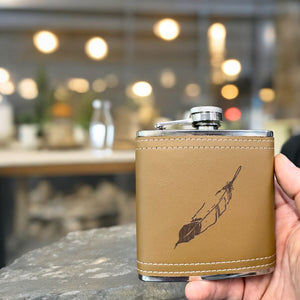 6oz Feather Leather Flask KLB