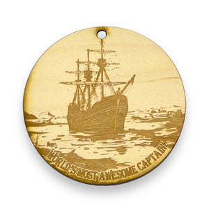 Ornament - World's Most Awesome Captain Raw Wood