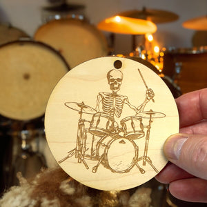 Ornament - Drum Skeleton Raw Wood