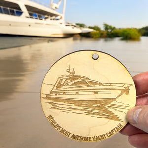 Ornament - World's Most Awesome Yacht Captain Raw Wood