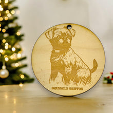 Load image into Gallery viewer, Ornament - Brussels Griffon Dog Raw Wood