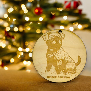 Ornament - Brussels Griffon Dog Raw Wood