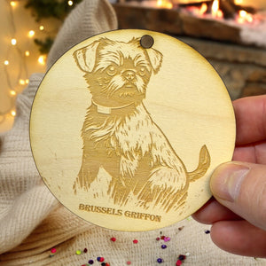 Ornament - Brussels Griffon Dog Raw Wood