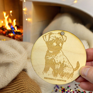 Ornament - Brussels Griffon Dog Raw Wood