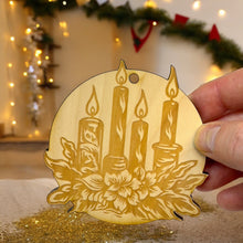 Load image into Gallery viewer, Ornament - Christmas Candles Raw Wood