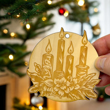 Load image into Gallery viewer, Ornament - Christmas Candles Raw Wood