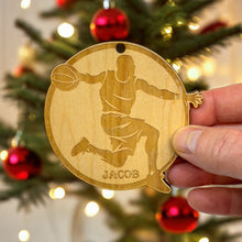 Load image into Gallery viewer, Ornament - PERSONALIZED Basketball Raw Wood