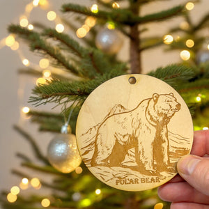 Ornament - Polar Bear Raw Wood