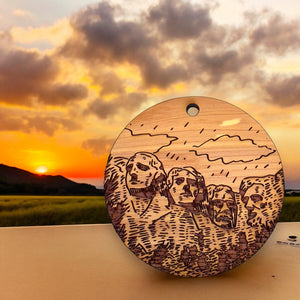 Mount Rushmore 2nd Edition - Round Cedar Ornament