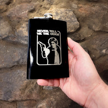 Load image into Gallery viewer, 8oz BLACK Never Tell Me the Odds Flask