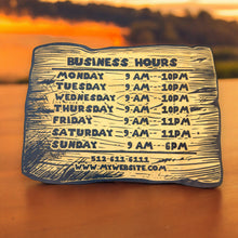 Load image into Gallery viewer, Sign - BLACK - Business Hours PERSONALIZED Wood Plank Sign