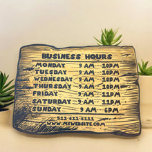 Load image into Gallery viewer, Sign - BLACK - Business Hours PERSONALIZED Wood Plank Sign