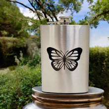 Load image into Gallery viewer, 8oz Monarch Butterfly Stainless Steel Flask