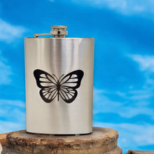 Load image into Gallery viewer, 8oz Monarch Butterfly Stainless Steel Flask