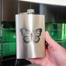 Load image into Gallery viewer, 8oz Monarch Butterfly Stainless Steel Flask