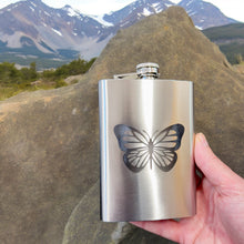 Load image into Gallery viewer, 8oz Monarch Butterfly Stainless Steel Flask