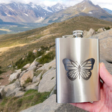 Load image into Gallery viewer, 8oz Monarch Butterfly Stainless Steel Flask