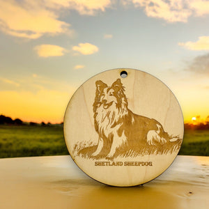 Ornament - Shetland SheepDog Raw Wood