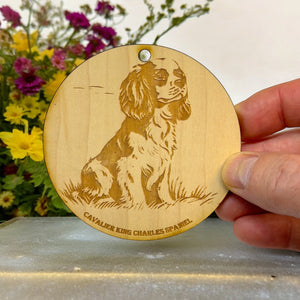 Ornament - Cavalier King Charles Spaniel Dog Raw Wood