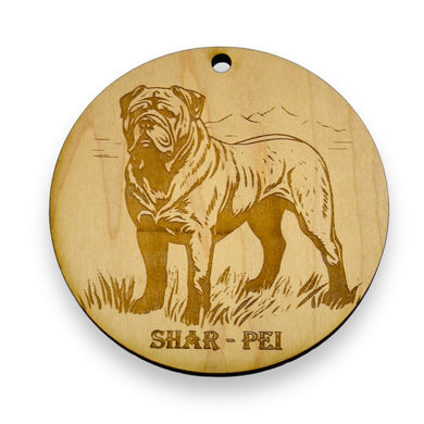 Ornament - Shar Pei Dog Raw Wood