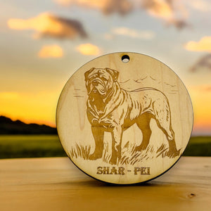 Ornament - Shar Pei Dog Raw Wood