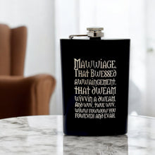 Load image into Gallery viewer, 8oz BLACK Mawwiage That Bwessed Awwaingement Flask