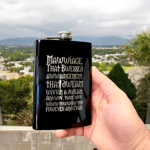 8oz BLACK Mawwiage That Bwessed Awwaingement Flask