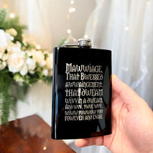 Load image into Gallery viewer, 8oz BLACK Mawwiage That Bwessed Awwaingement Flask