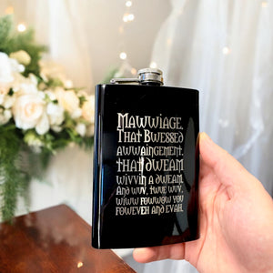 8oz BLACK Mawwiage That Bwessed Awwaingement Flask