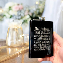 Load image into Gallery viewer, 8oz BLACK Mawwiage That Bwessed Awwaingement Flask