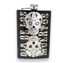 Load image into Gallery viewer, 8oz BLACK Dia De Los Muertos Flask