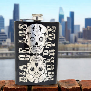 8oz BLACK Dia De Los Muertos Flask