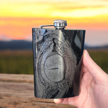 Load image into Gallery viewer, 8oz Dragon Eye Black Flask