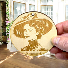 Load image into Gallery viewer, Ornament - Victorian Lady Raw Wood