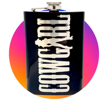 Load image into Gallery viewer, 8oz Black Cowgirl Flask