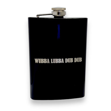 8oz Black Wubba Lubba Dub Dub Flask