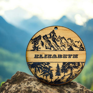 Ornament - Black - Split PERSONALIZED Mountain