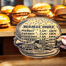 Load image into Gallery viewer, Sign - BLACK - PERSONALIZED - Hamburger - Restaurant Business Cafe Bistro Bar Tavern Fast Food Slow Food BBQ Signs