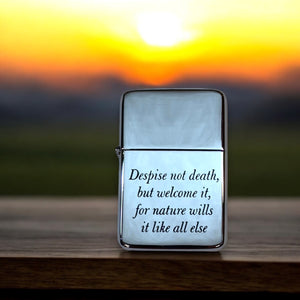 Lighter -  Despise not death but welcome it Marcus Aurelius Chrome