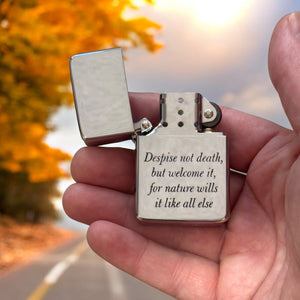 Lighter -  Despise not death but welcome it Marcus Aurelius Chrome