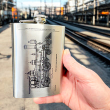 Load image into Gallery viewer, 8oz Steam Locomotive International Stainless Steel Flask