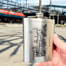 Load image into Gallery viewer, 8oz Steam Locomotive International Stainless Steel Flask