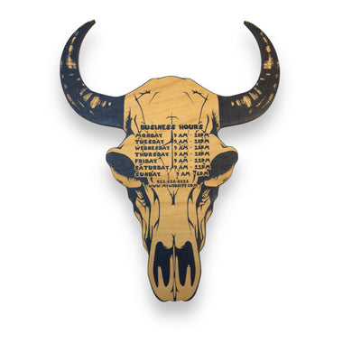 Sign - BLACK - PERSONALIZED - Cow Skull - Restaurant Business Cafe Bistro Bar Tavern Fast Food Slow Food BBQ Signs